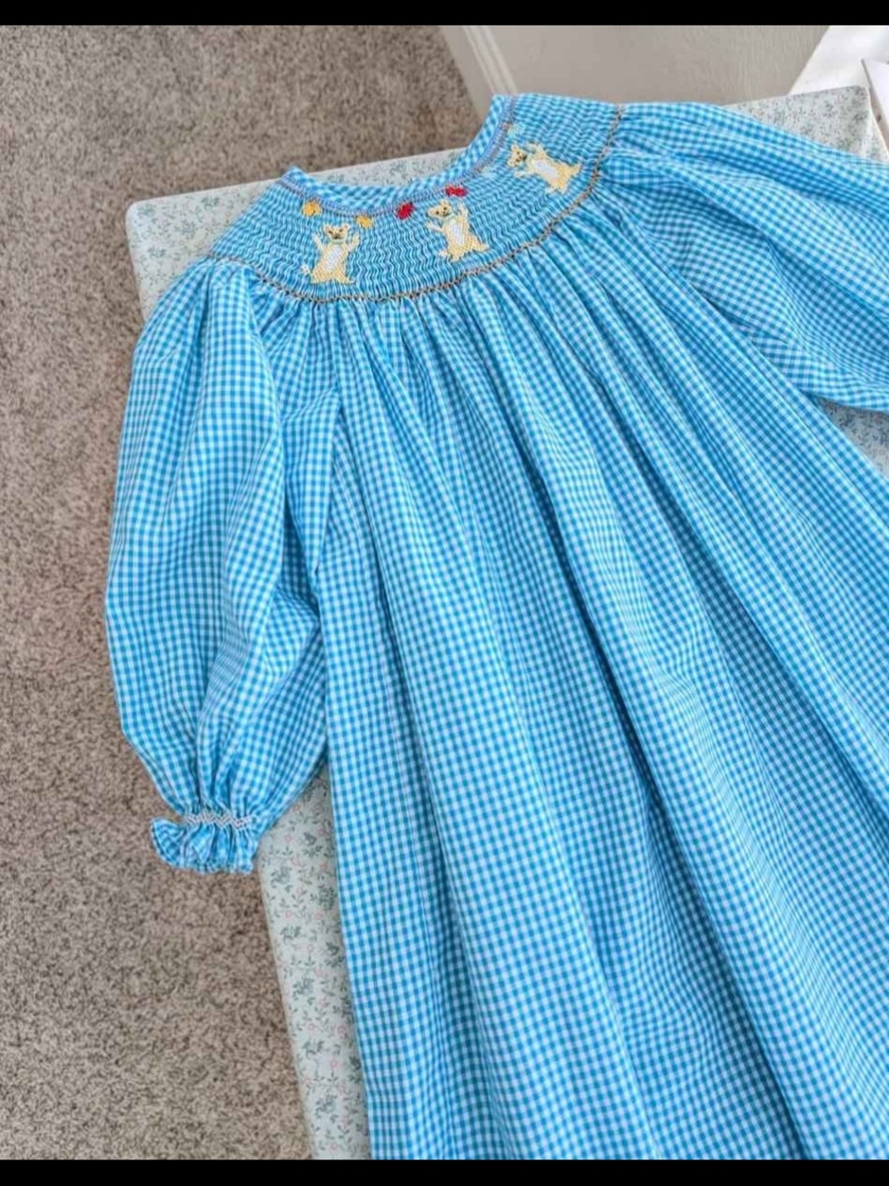 3T Long Sleeve Smocked Three Little Kittens Who Lost Their Mittens